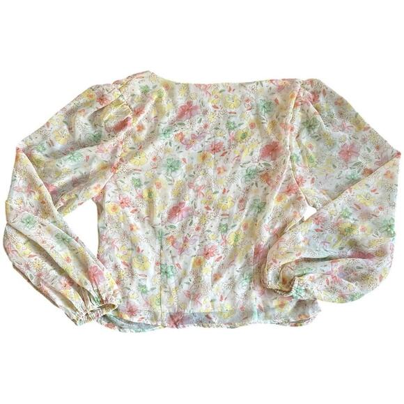 Lush by Lulu’s Floral Long Sleeve Crop Blouse Size Medium - Picture 2 of 6